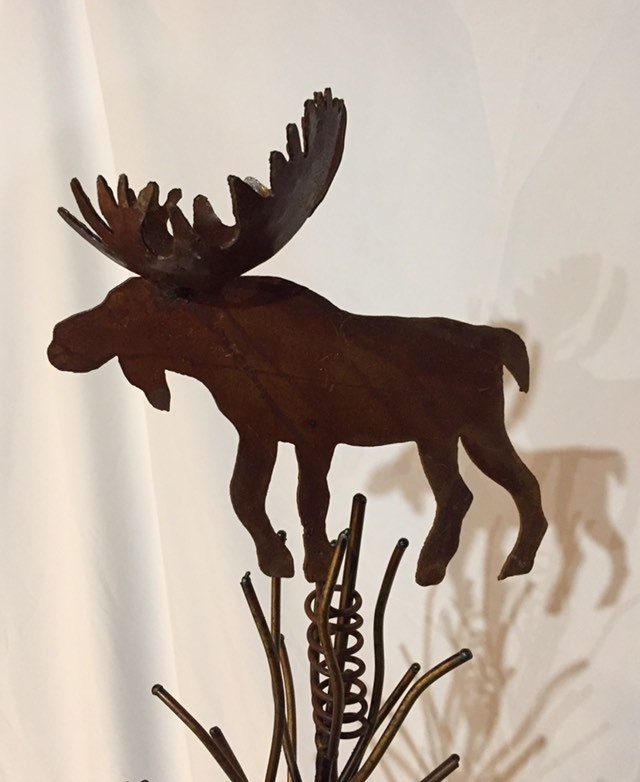 Steel Moose Tree Topper: Rustic Lodge Holiday Decor
