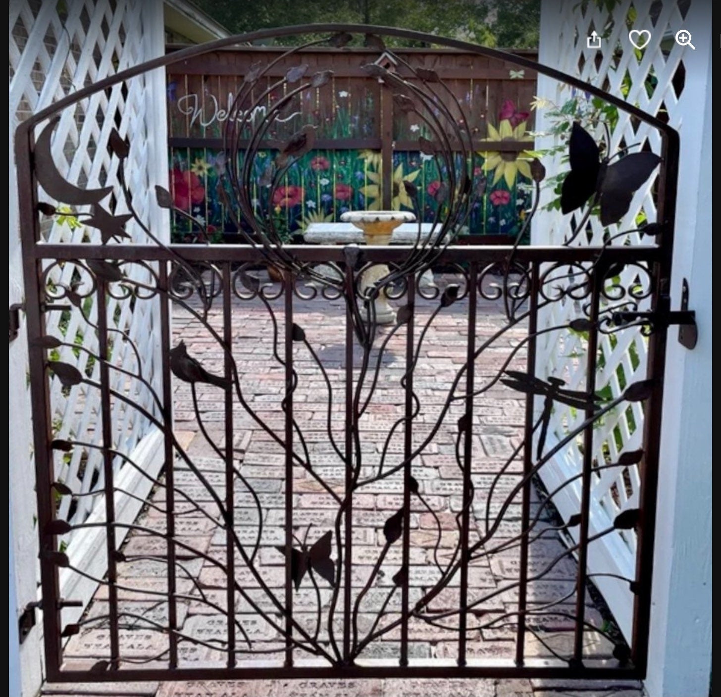 Handcrafted Iron Garden Gate: Woodland Scene, 4 ft Wide