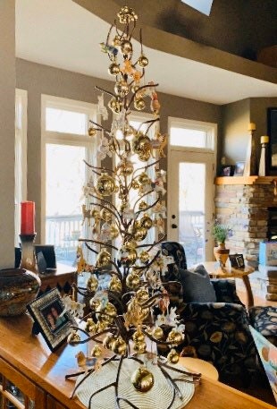 Metal Ornament Tree, Original Twig Tree, Four Foot Tall.