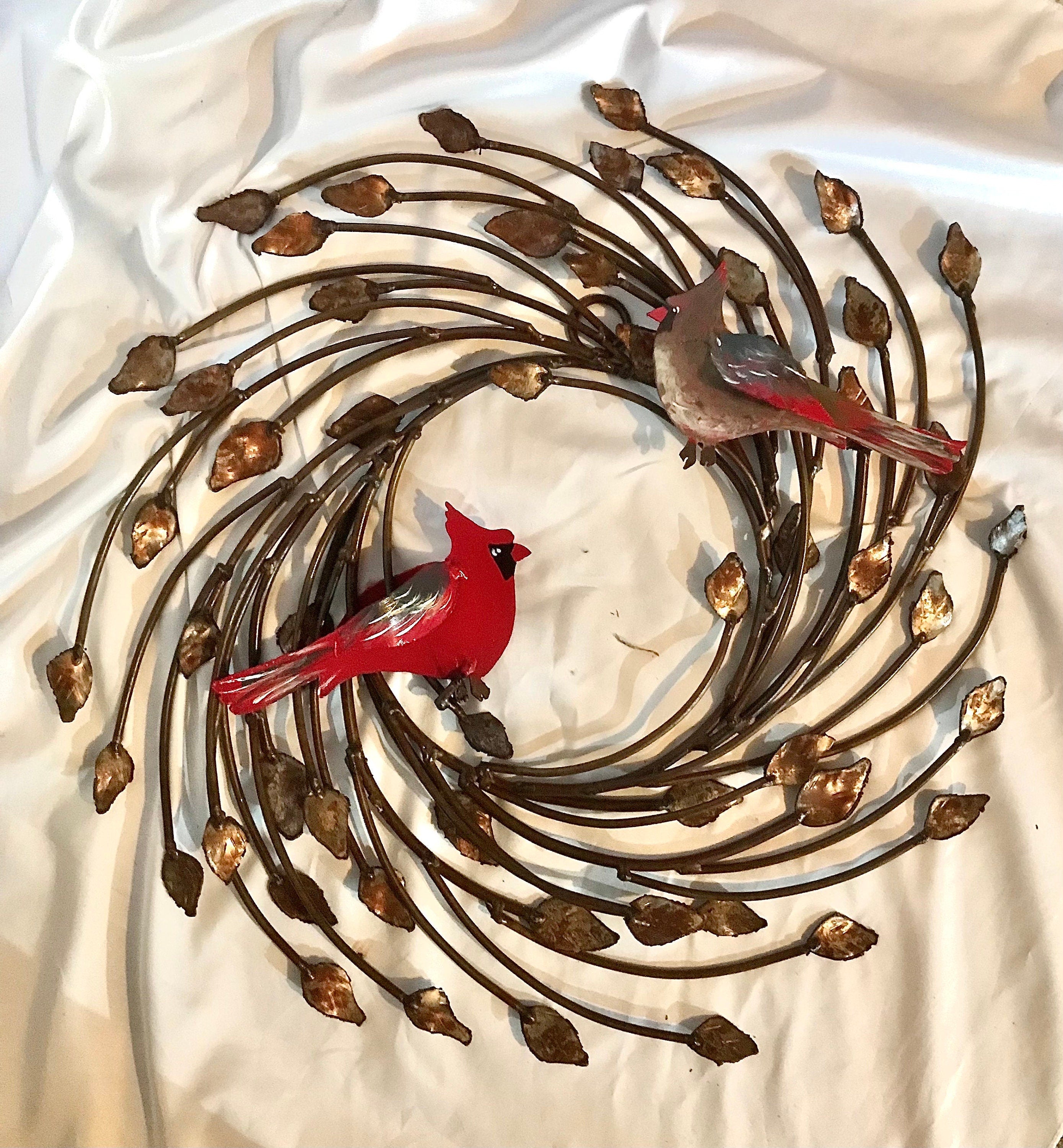 Metal Vines Wreath: Dragonfly, Bees, Birds - Door Decor