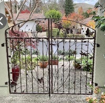Handmade Double Iron Garden Gate: Woodland Ornament, Steel Vines