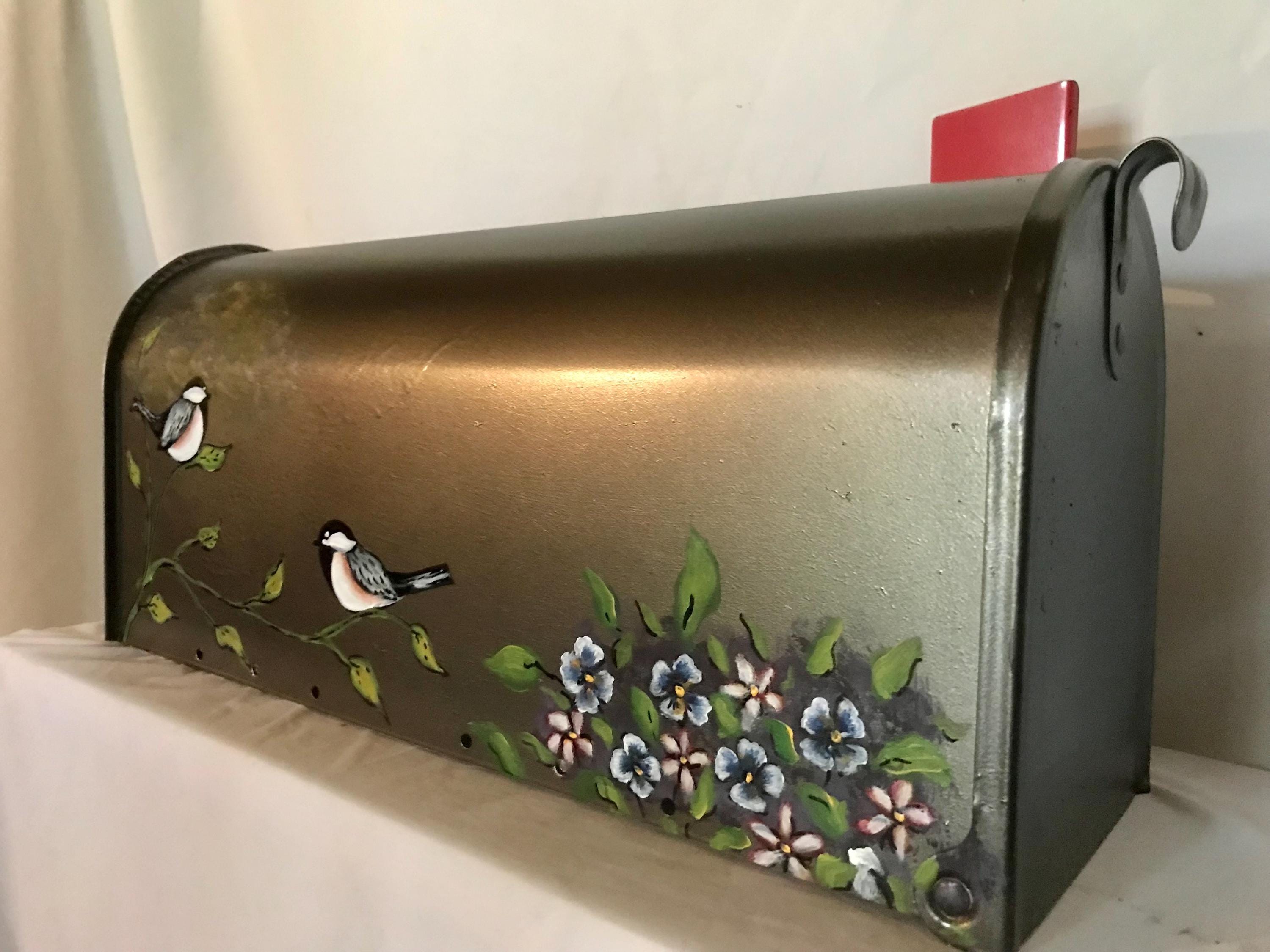 Birds Mailbox, Hand painted, Custom Address, Standard Size