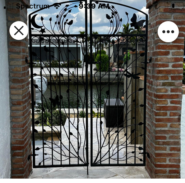 Woodland Iron Gate, Hand Crafted Double Entry Gate, 70 Inch Tall