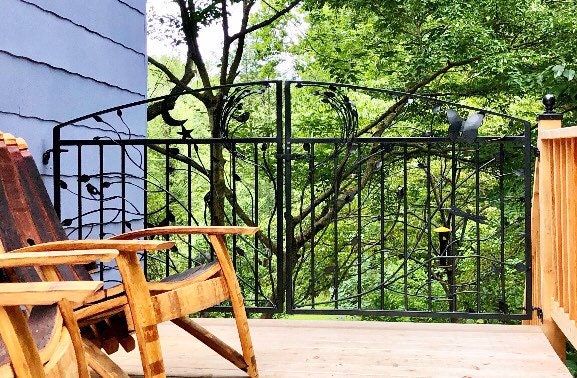 Handmade Double Iron Garden Gate: Woodland Ornament, Steel Vines