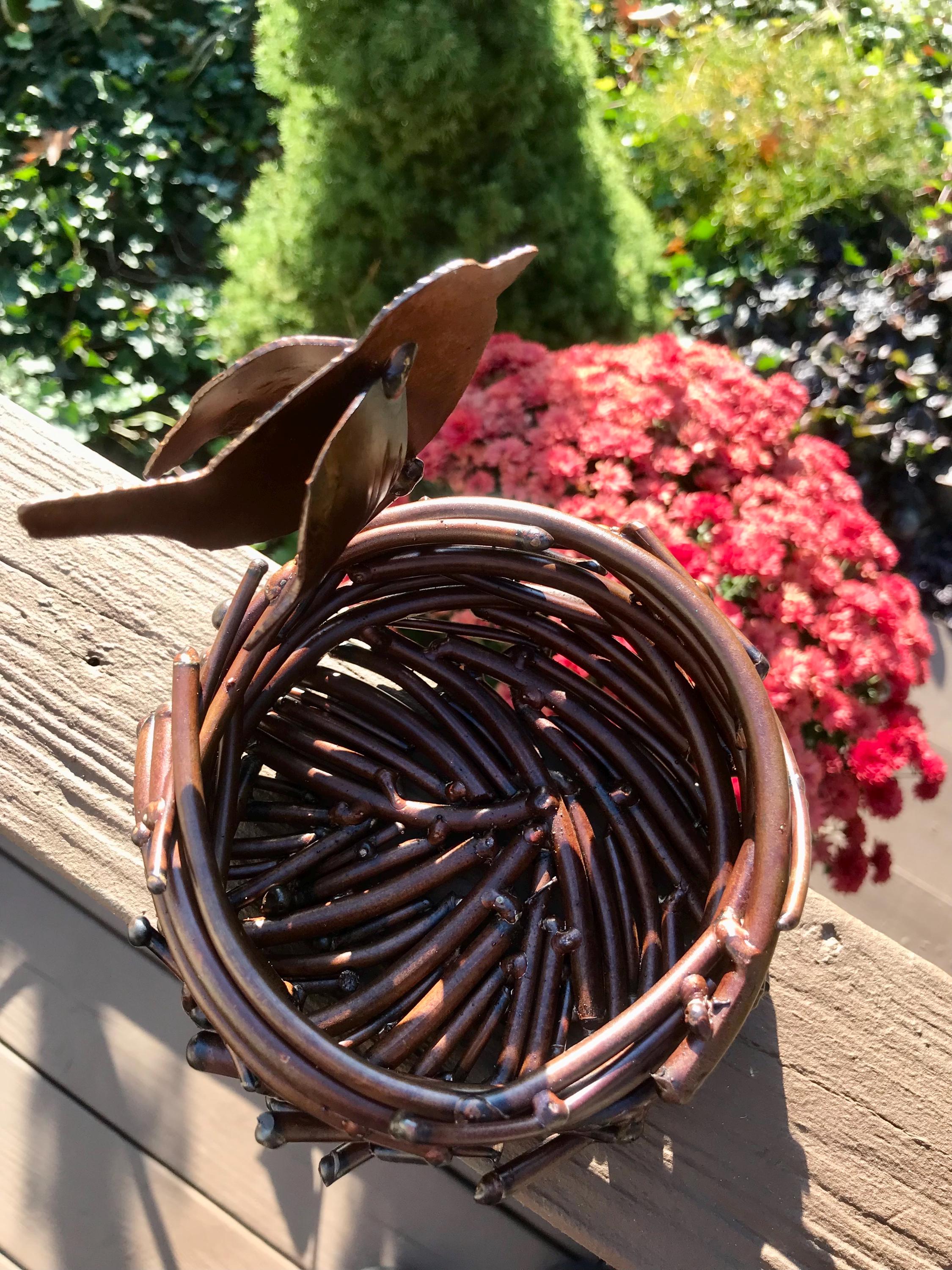 Metal Birds Nest, Decorative Twig Nest, With Bird
