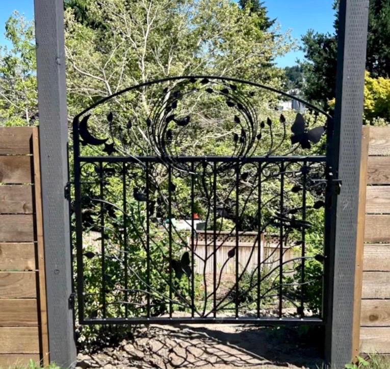 Handcrafted Iron Garden Gate: Woodland Scene, 4 ft Wide