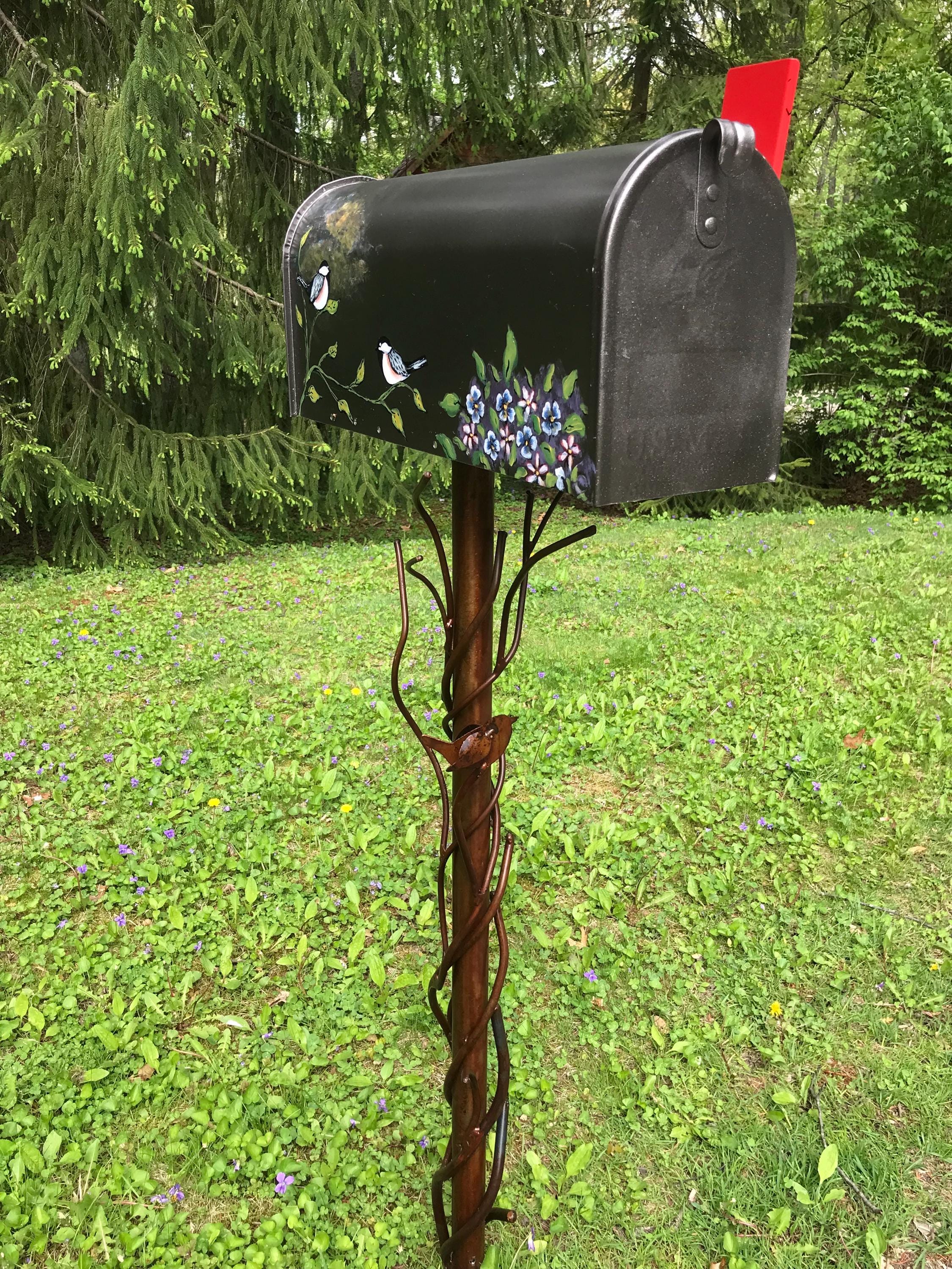 Heavy Steel Mailbox Post, Metal Garden Post, Steel Vines Post, Mailbox Not Included