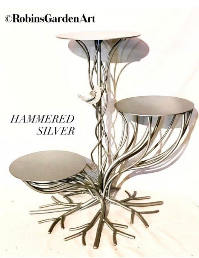 Hand Crafted Three Tier Cake Stand: Tree of Life Design