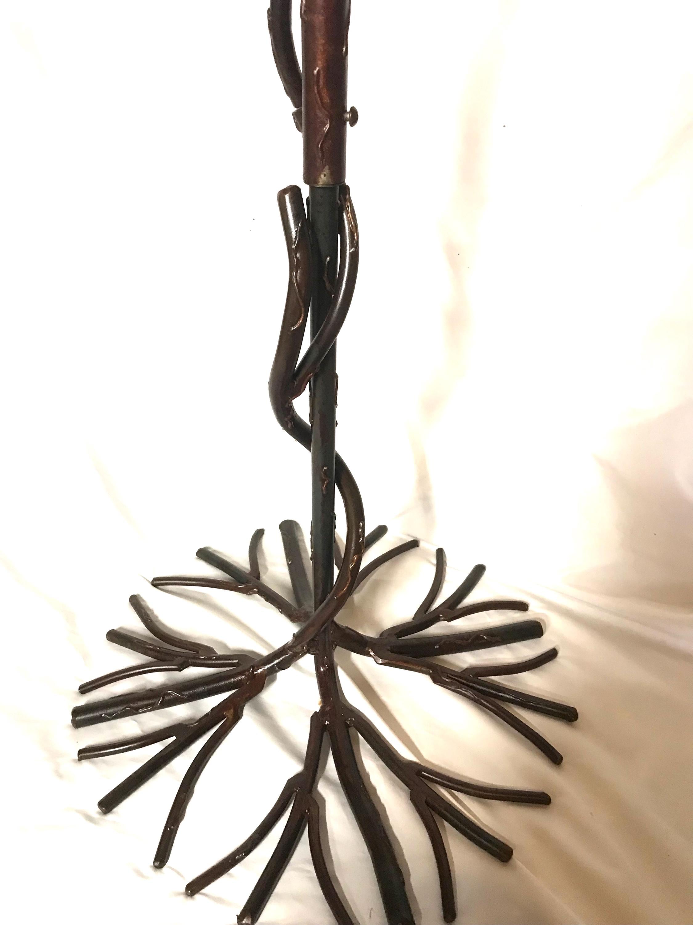 Hand Bent Steel Coat Tree: Rustic Iron Hall Tree with Metal Wren