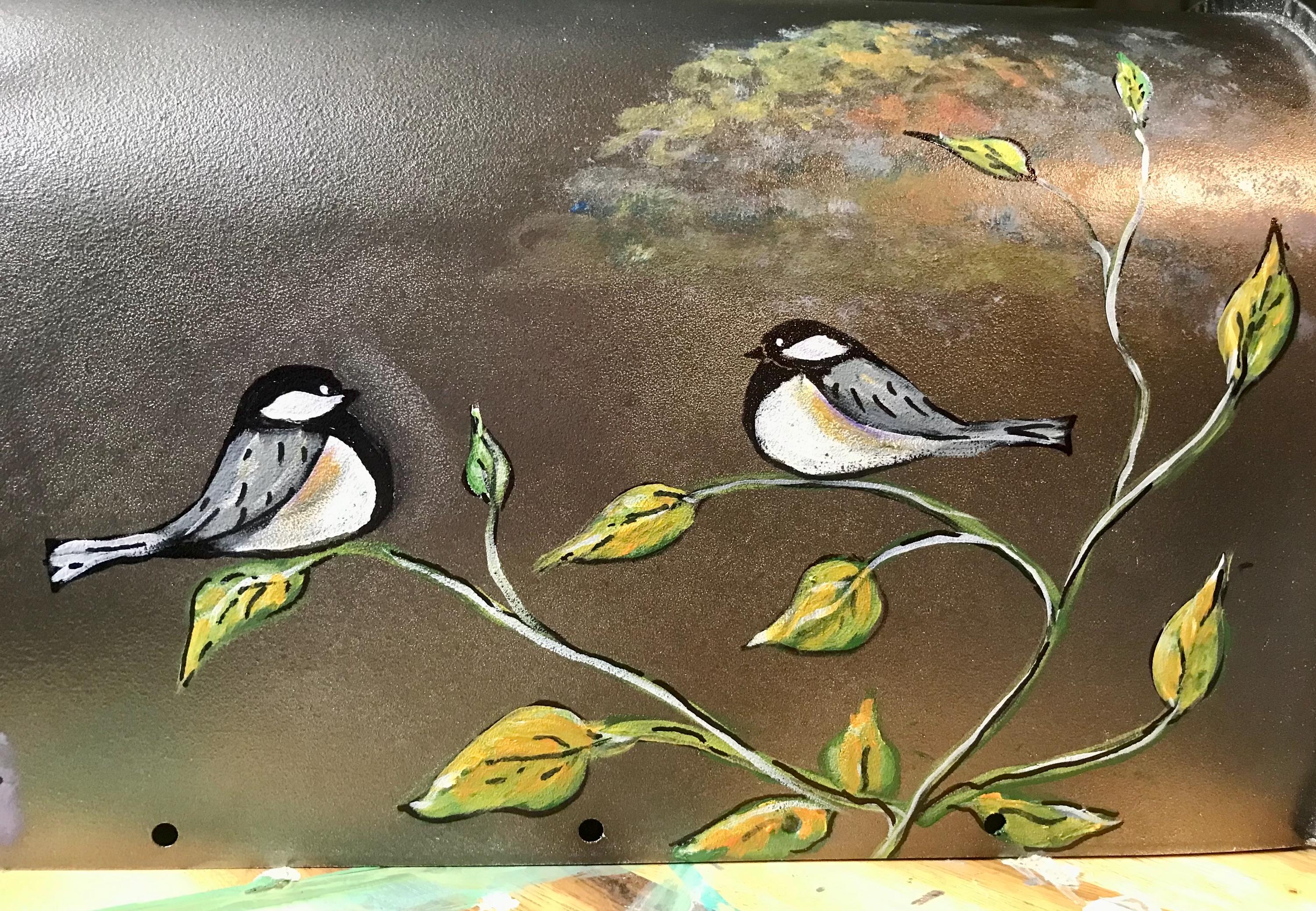 Birds Mailbox, Hand painted, Custom Address, Standard Size