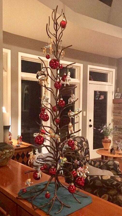Metal Ornament Tree, Original Twig Tree, Four Foot Tall.